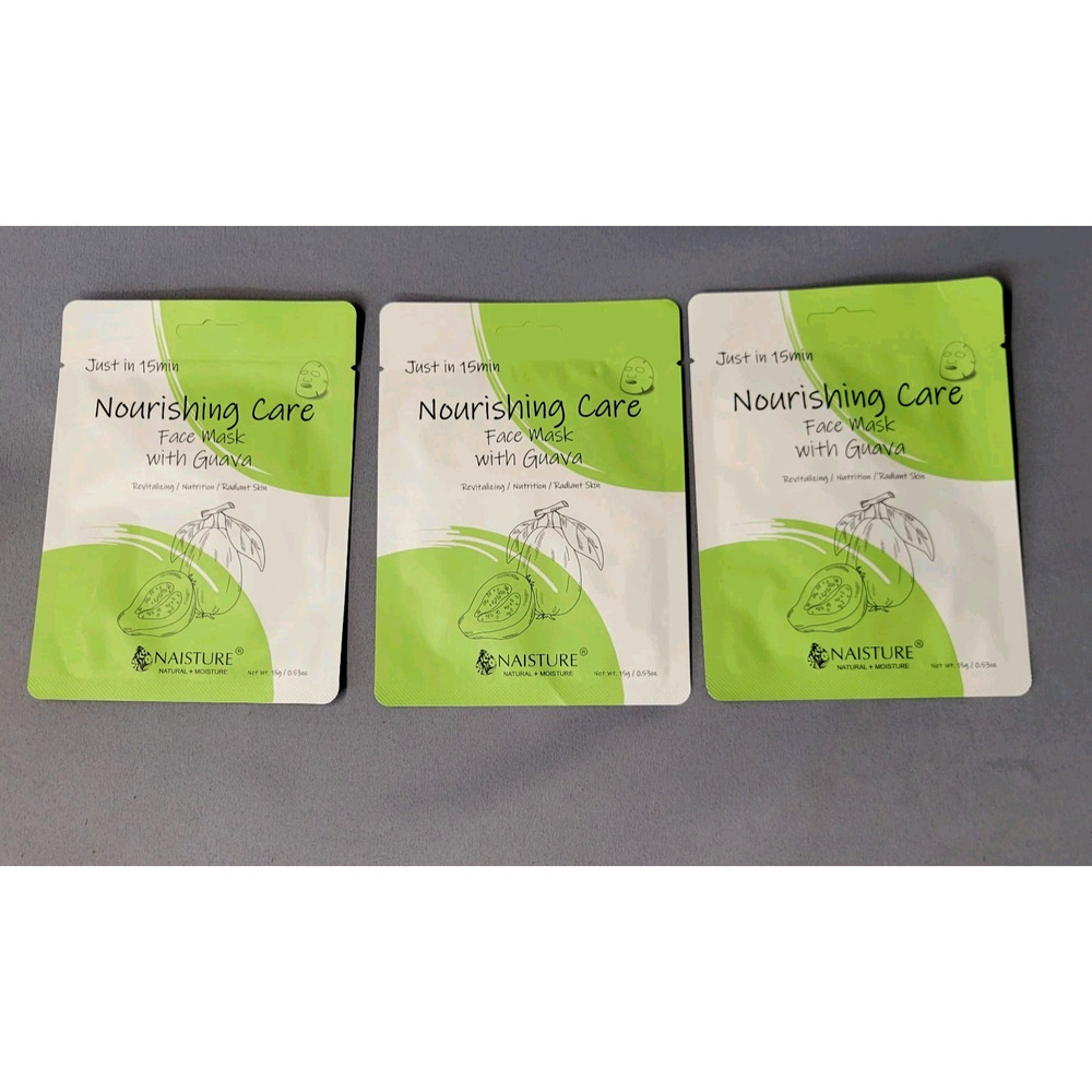 Naisture‎ Nourishing Care Face Mask with Guava Lot of 3 Sheet Masks Skincare New